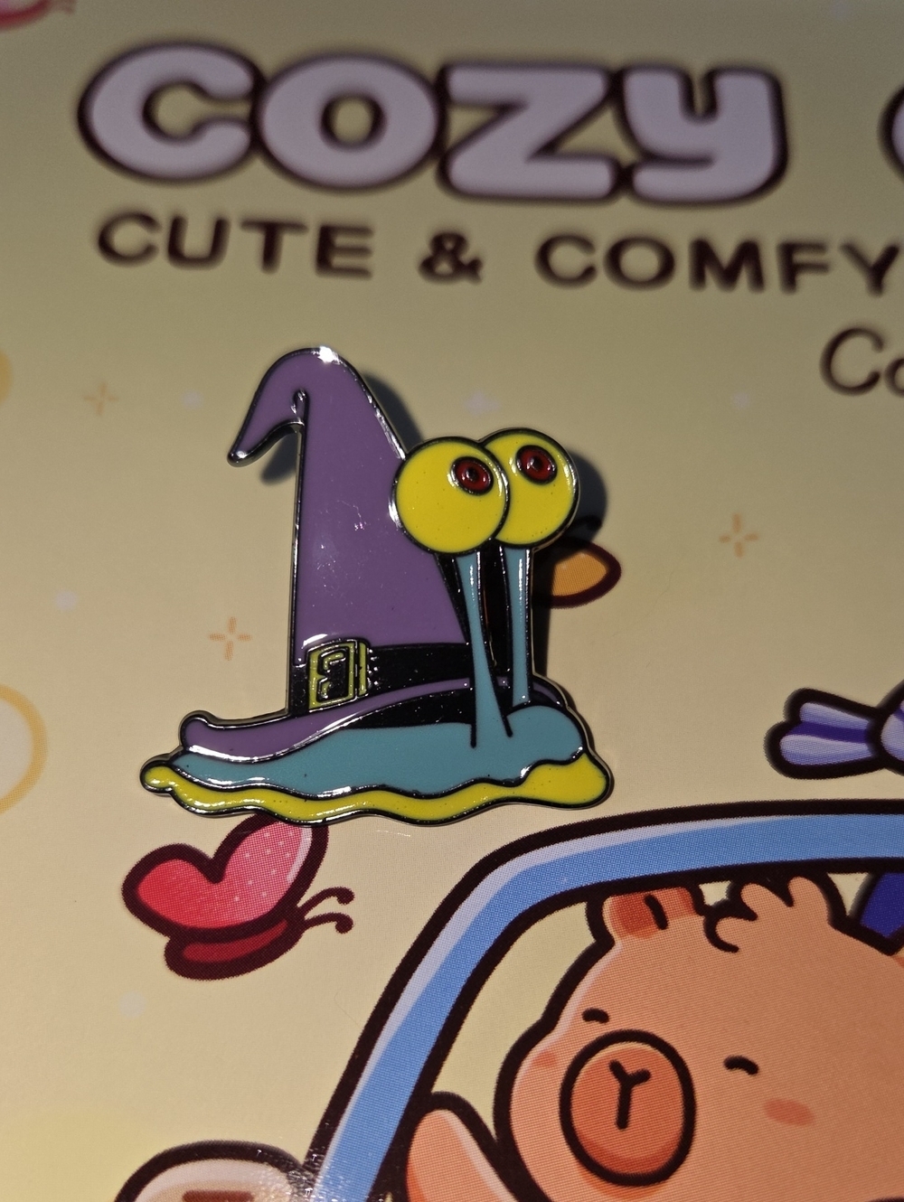 Cute Slug Witch Enamel Pin - Purple, Yellow, Teal